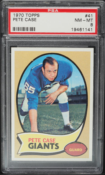 1970 Topps FB Card # 41 Pete Case New York Giants PSA 8 NM-MT (MGD2)