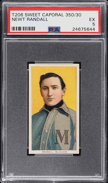 1909-11 T206 Newt Randall Milwaukee, SWEET CAPORAL 350/30 PSA 5 EX PWCC-E (MGD2)