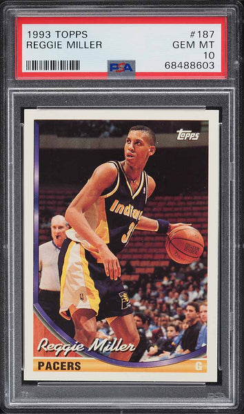 1993 Topps BkB Card #187 Reggie Miller Indiana Pacers HOF PSA 10 GEM MINT (MGD2)