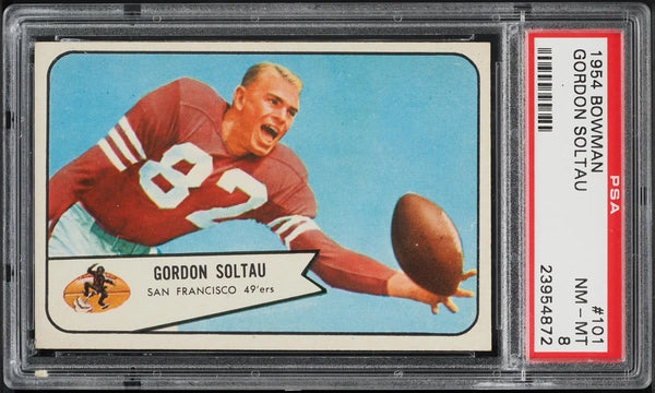 1954 Bowman FB Card #101 Gordon Soltau San Francisco 49ers HOF PSA 8 NM-MT (MGD2)