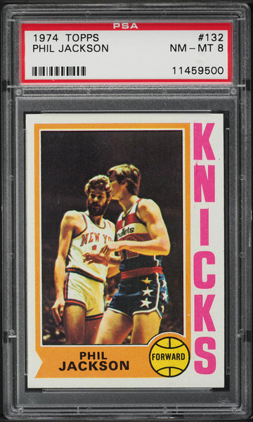 1974 Topps BkB Card #132 Phil Jackson New York Knicks HOF PSA 8 NM-MT (MGD2)