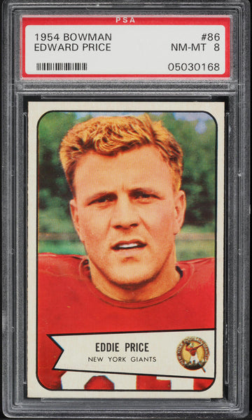 1954 Bowman FB Card # 86 Edward Price HOF PSA 8 NM-MT (MGD2)