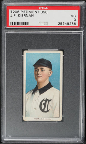 1909-11 T206 J.F. Kiernan Columbia, SOUTHERN LEAGUER PIEDMONT 350/25 PSA 3 VG (MGD2)