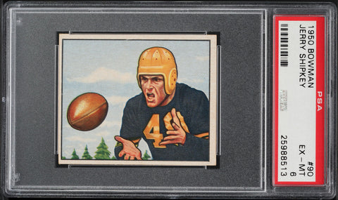 1950 Bowman FB Card # 90 Jerry Shipkey Pittsburgh Steelers ROOKIE RC PSA 6 EXMT (MGD2)