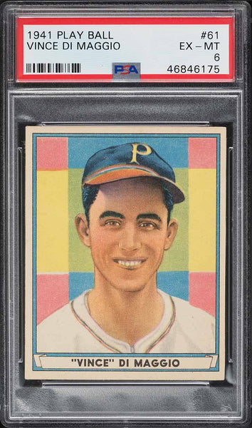 1941 Play Ball BB Card # 61 Vince DiMaggio Pirates ROOKIE RC PSA 6 EXMT PWCC-A (MGD2)