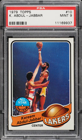 1979 Topps BkB Card # 10 Kareem Abdul-Jabbar LA Lakers HOF ALL-STAR PSA 9 MINT (MGD2)