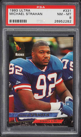 1993 Ultra FB Card #331 Michael Strahan New York Giants HOF ROOKIE RC PSA 8 (MGD2)