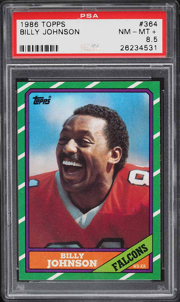 1986 Topps FB Card #364 Billy Johnson Atlanta Falcons HOF PSA 8.5 NM-MT+ (MGD2)