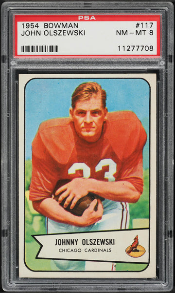 1954 Bowman FB Card #117 John Olszewski Chicago Cardinals PSA 8 NM-MT (MGD2)