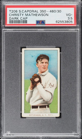 1909-11 T206 Christy Mathewson HOF DARK CAP, S CAPORAL 350-460/30 PSA 3.5 PWCC-A (MGD2)