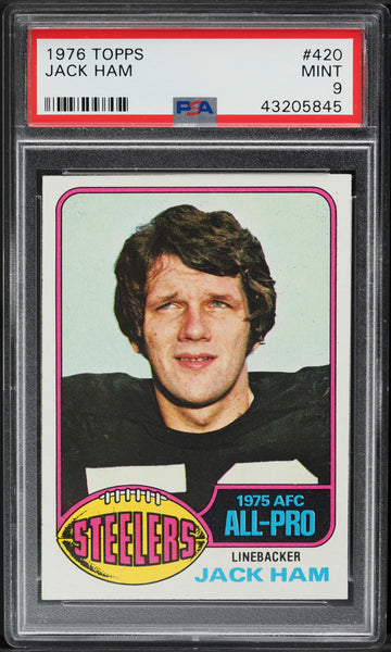 1976 Topps FB Card #420 Jack Ham Pittsburgh Steelers HOF ALL-PRO PSA 9 MINT (MGD2)