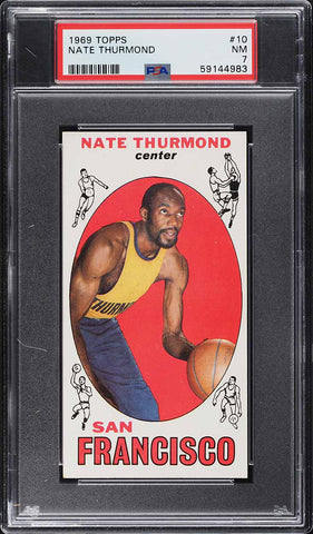 1969 Topps BkB Card # 10 Nate Thurmond Warriors HOF ROOKIE RC PSA 7 NRMT (MGD2)