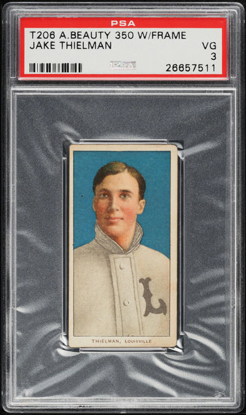 1909-11 T206 Jake Thielman Louisville, AMERICAN BEAUTY 350/25 PSA 3 VG (MGD2)