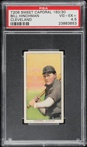 1909-11 T206 Bill Hinchman CLEVELAND, SWEET CAPORAL 150/30 PSA 4.5 VGEX+ (MGD2)