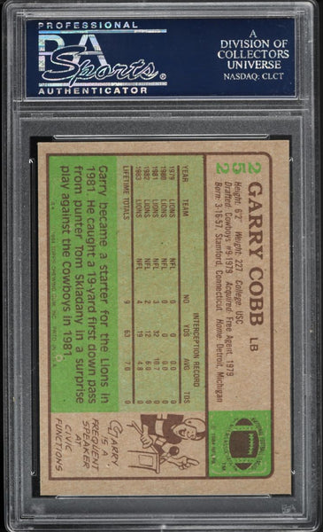 1984 Topps FB Card #252 Garry Cobb Detroit Lions ROOKIE RC PSA 9 MINT (MGD2)