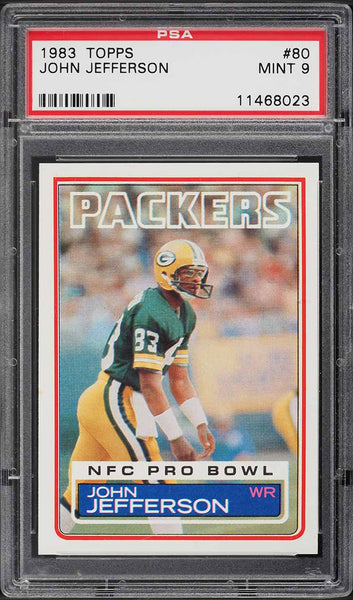 1983 Topps FB Card # 80 John Jefferson Green Bay Packers HOF PRO BOWL PSA 9 MINT (MGD2)