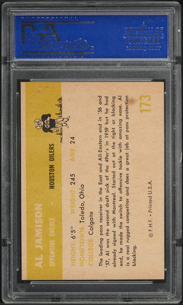 1961 Fleer FB Card #173 Al Jamison Houston Oilers ROOKIE RC PSA 9 MINT (MGD2)