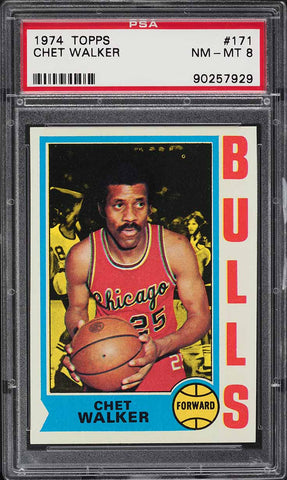 1974 Topps BkB Card #171 Chet Walker Chicago Bulls HOF PSA 8 NM-MT (MGD2)