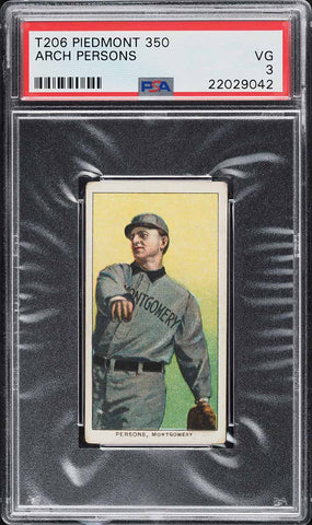 1909-11 T206 Arch Persons SOUTHERN LEAGUER PIEDMONT 350/25 PSA VG 3 (MGD2)