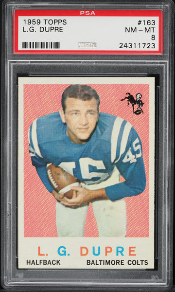 1959 Topps FB Card #163 L.G. Dupre Baltimore Colts PSA 8 NM-MT (MGD2)