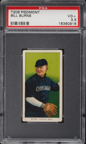 1909-11 T206 Bill Burns Chicago, PIEDMONT 350/25 PSA 3.5 VG+ (MGD2)