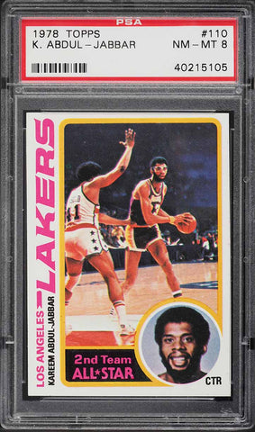 1978 Topps BkB Card #110 Kareem Abdul-Jabbar LA Lakers HOF ALL-STAR PSA 8 NM-MT (MGD2)