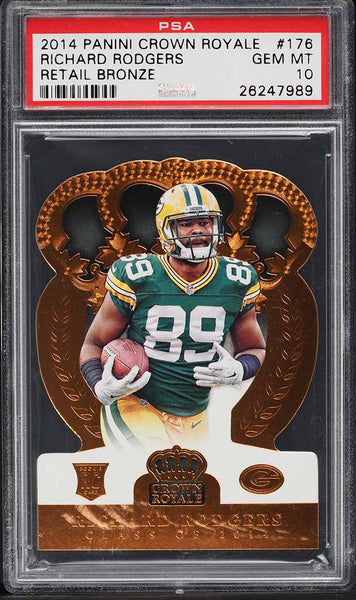 2014 Crown Royale FB Card #176 Richard Rodgers Packers ROOKIE RC BRONZE PSA 10 (MGD2)