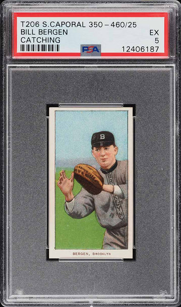 1909-11 T206 Bill Bergen CATCHING, SWEET CAPORAL 350-460/25 PSA 5 EX PWCC-E (MGD2)