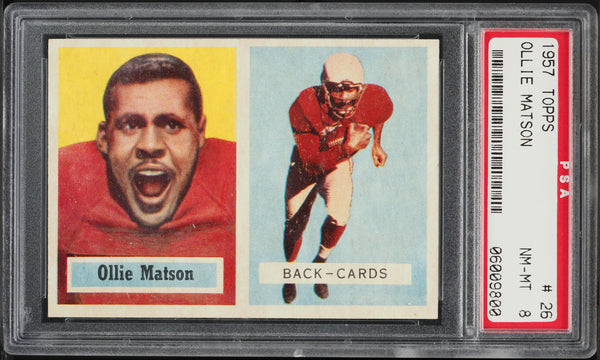 1957 Topps FB Card # 26 Ollie Matson Chicago Cardinals HOF PSA 8 NM-MT (MGD2)