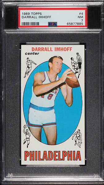 1969 Topps BkB Card # 4 Darrall Imhoff Philadelphia 76ers ROOKIE RC PSA 7 NRMT (MGD2)