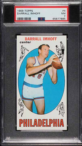 1969 Topps BkB Card # 4 Darrall Imhoff Philadelphia 76ers ROOKIE RC PSA 7 NRMT (MGD2)