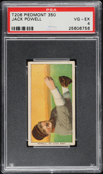 1909-11 T206 Jack Powell St. Louis, PIEDMONT 350/25 PSA 4 VGEX (MGD2)