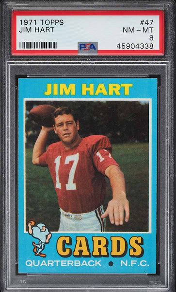 1971 Topps FB Card # 47 Jim Hart St. Louis Cardinals PSA 8 NM-MT (MGD2)