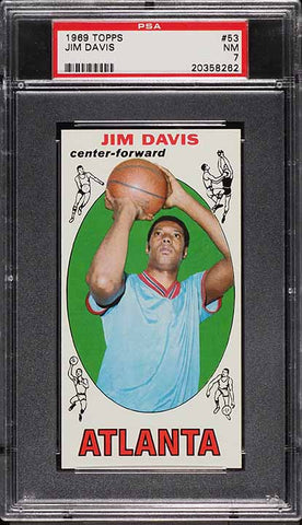 1969 Topps BkB Card # 53 Jim Davis Atlanta Hawks ROOKIE RC PSA 7 NRMT (MGD2)