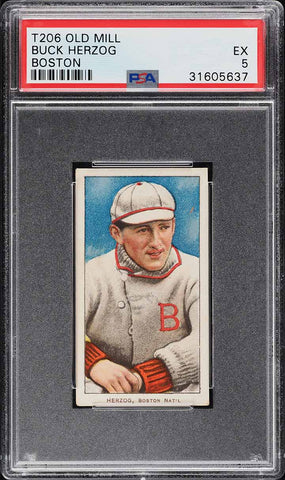 1909-11 T206 Buck Herzog BOSTON, OLD MILL PSA 5 EX PWCC-E (MGD2)