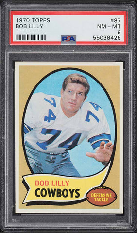 1970 Topps FB Card # 87 Bob Lilly Dallas Cowboys HOF PSA 8 NM-MT (MGD2)