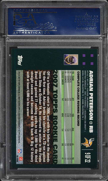 2007 Topps FB Turn Back the Clock Card # 9 Adrian Peterson ROOKIE RC PSA 10 (MGD2)