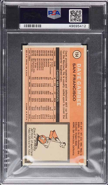 1970 Topps BkB Card #154 Dave Gambee San Francisco Warriors PSA 8.5 NM-MT+ (MGD2)