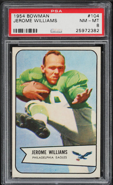 1954 Bowman FB Card #104 Jerome Williams Philadelphia Eagles ROOKIE RC PSA 8 (MGD2)