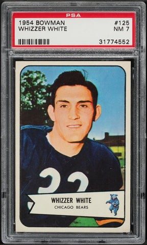 1954 Bowman FB Card #125 Whizzer White Chicago Bears ROOKIE RC PSA 7 NRMT (MGD2)