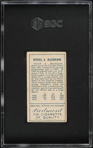 1911 T205 Gold Border Piedmont RUSSELL LENA BLACKBURNE White Sox SGC 4.5 VGEX+ (MGD2)