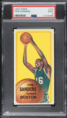 1970 Topps BkB Card #163 Tom Sanders Boston Celtics HOF PSA 9 MINT (MGD2)