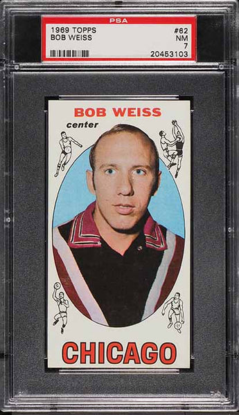 1969 Topps BkB Card # 62 Bob Weiss Chicago Bulls ROOKIE RC PSA 7 NRMT (MGD2)