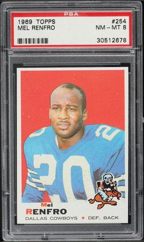 1969 Topps FB Card #254 Mel Renfro Dallas Cowboys HOF PSA 8 NM-MT (MGD2)