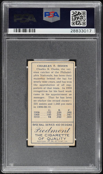 1911 T205 Gold Border Piedmont RED DOOIN Philadelphia Phillies PSA VG-EX 4 (MGD2)