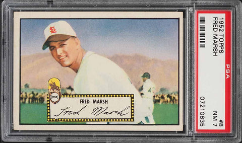 1952 Topps BB Card # 8 Fred Marsh St. Louis Browns ROOKIE RC PSA 7 NRMT (MGD2)