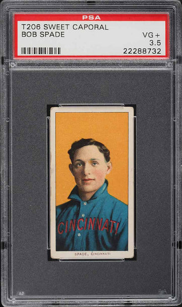 1909-11 T206 Bob Spade Cincinnati, SWEET CAPORAL 150/30 PSA 3.5 VG+ (MGD2)