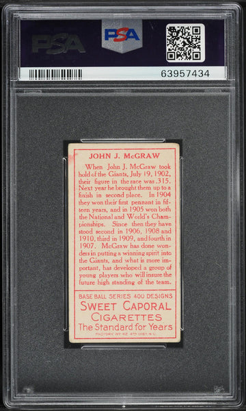 1911 T205 Gold Border Sweet Caporal JOHN McGRAW New York Giants HOF PSA 3 VG (MGD2)