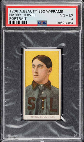 1909-11 T206 Harry Howell PORTRAIT, AMERICAN BEAUTY 350/25 PSA 4 VGEX PWCC-E (MGD2)