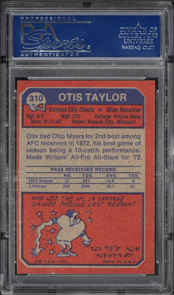 1973 Topps FB Card #310 Otis Taylor Kansas City Chiefs HOF PSA 9 MINT (MGD2)